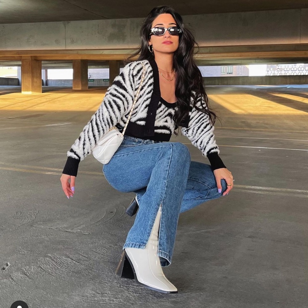 Zebra sweater cardigan and tank set